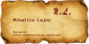 Mihalics Lajos névjegykártya